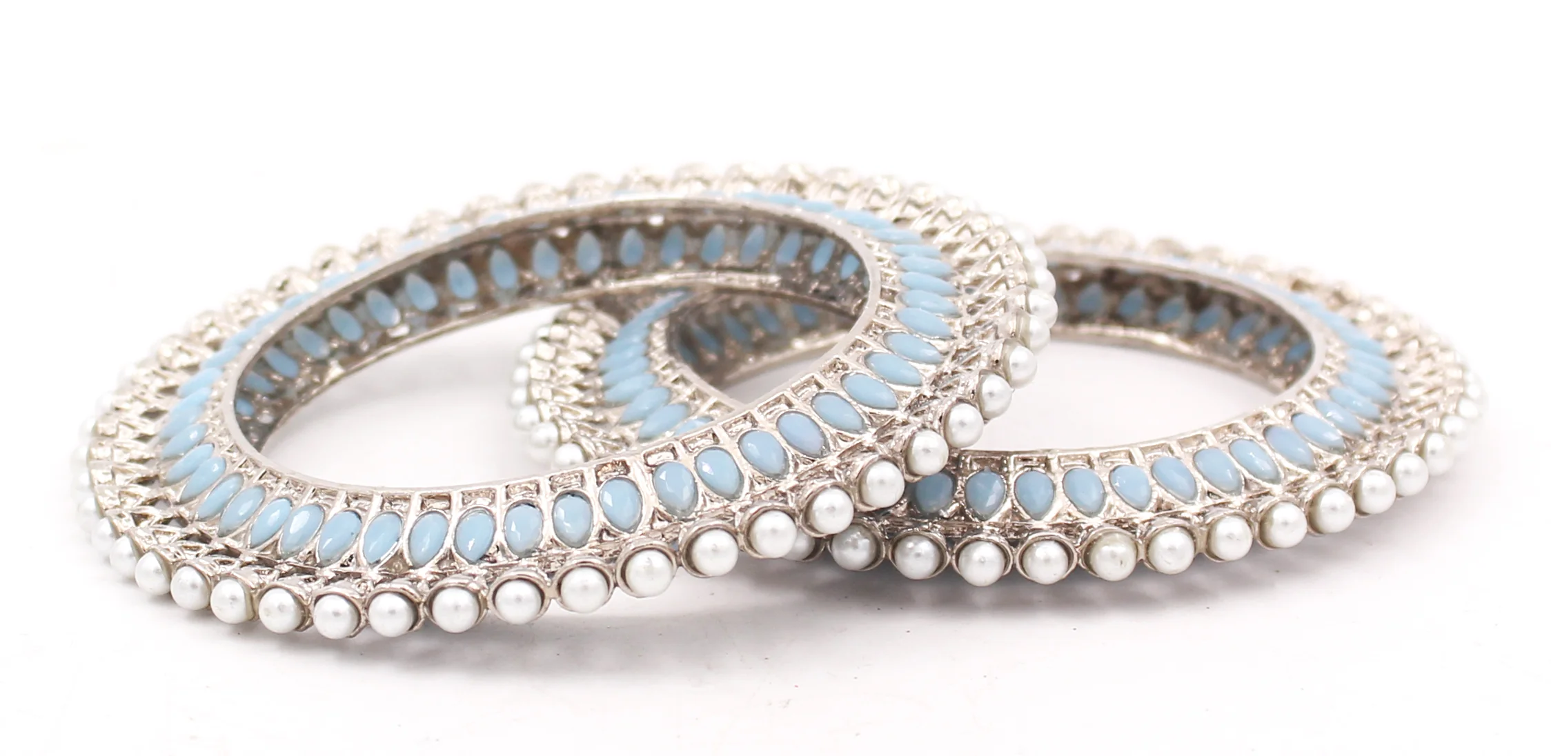 Traditional Bracelet Pair with Running kundan stone and Pearl Centre - Image 13