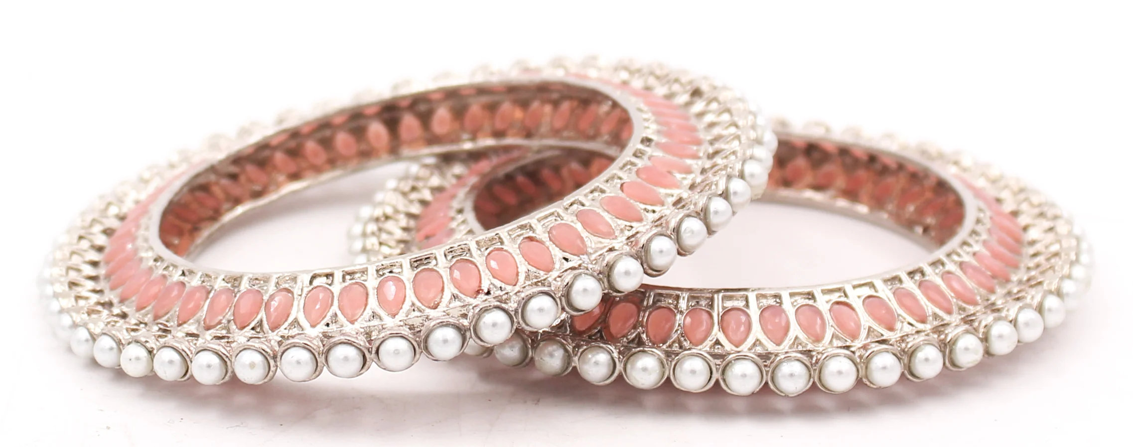 Traditional Bracelet Pair with Running kundan stone and Pearl Centre - Image 7