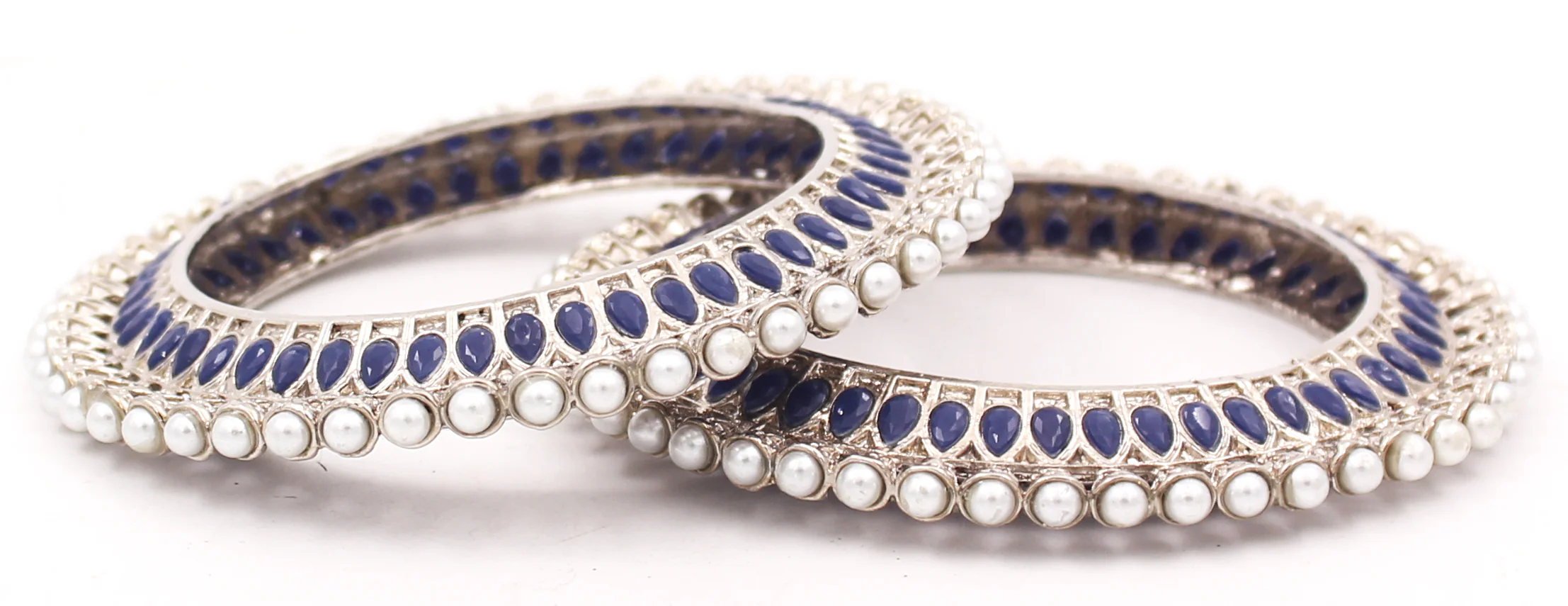 Traditional Bracelet Pair with Running kundan stone and Pearl Centre - Image 9