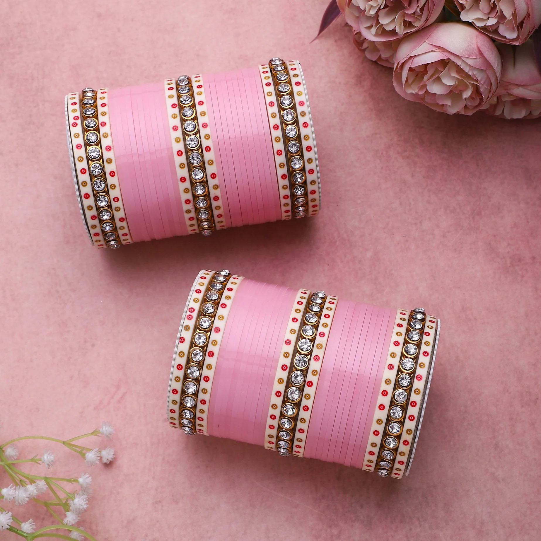 Traditional Bridal Chura with Stone Kada by Leshya - Image 2