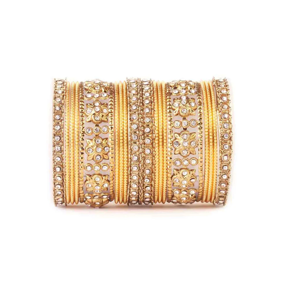 Traditional Colored Flower Pattern Bangle Set - Image 4