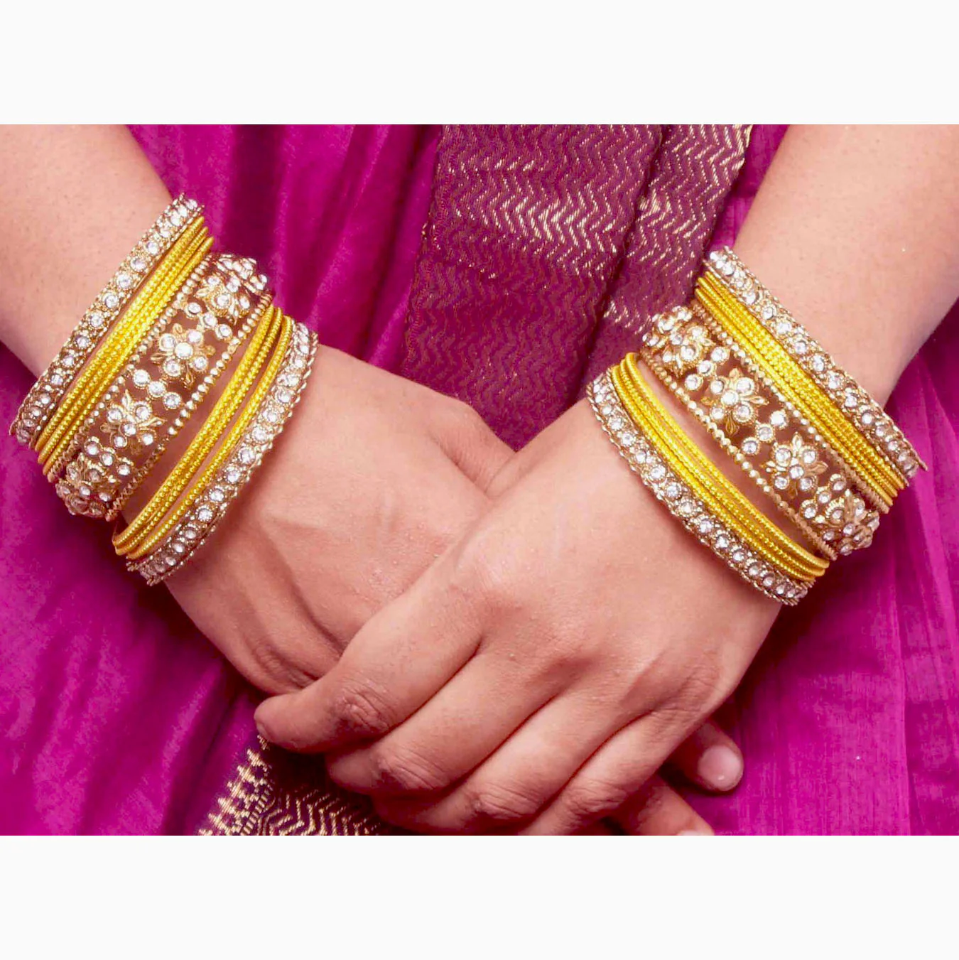Traditional Colored Flower Pattern Bangle Set - Image 14