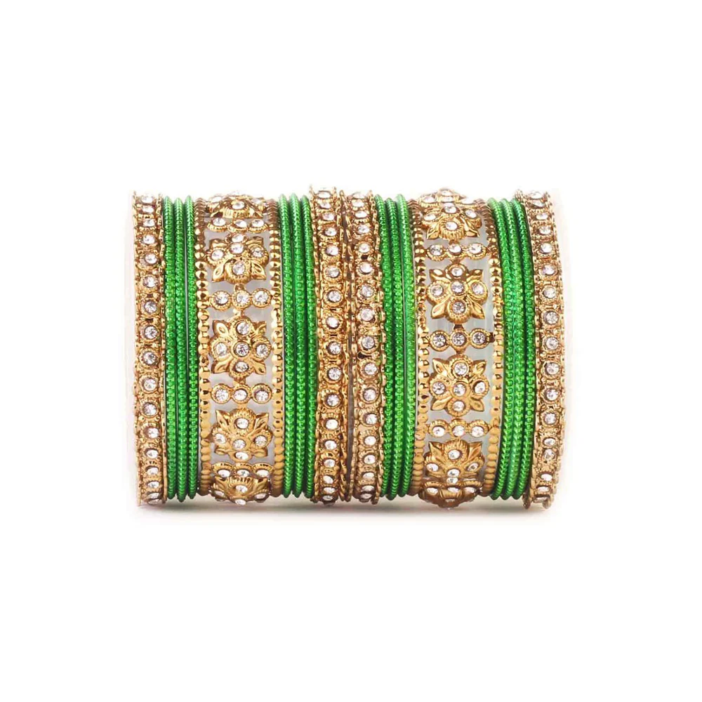 Traditional Colored Flower Pattern Bangle Set - Image 4