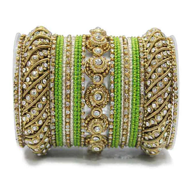 Traditional Colored Textured Bangle Set For Single Hand - Image 11