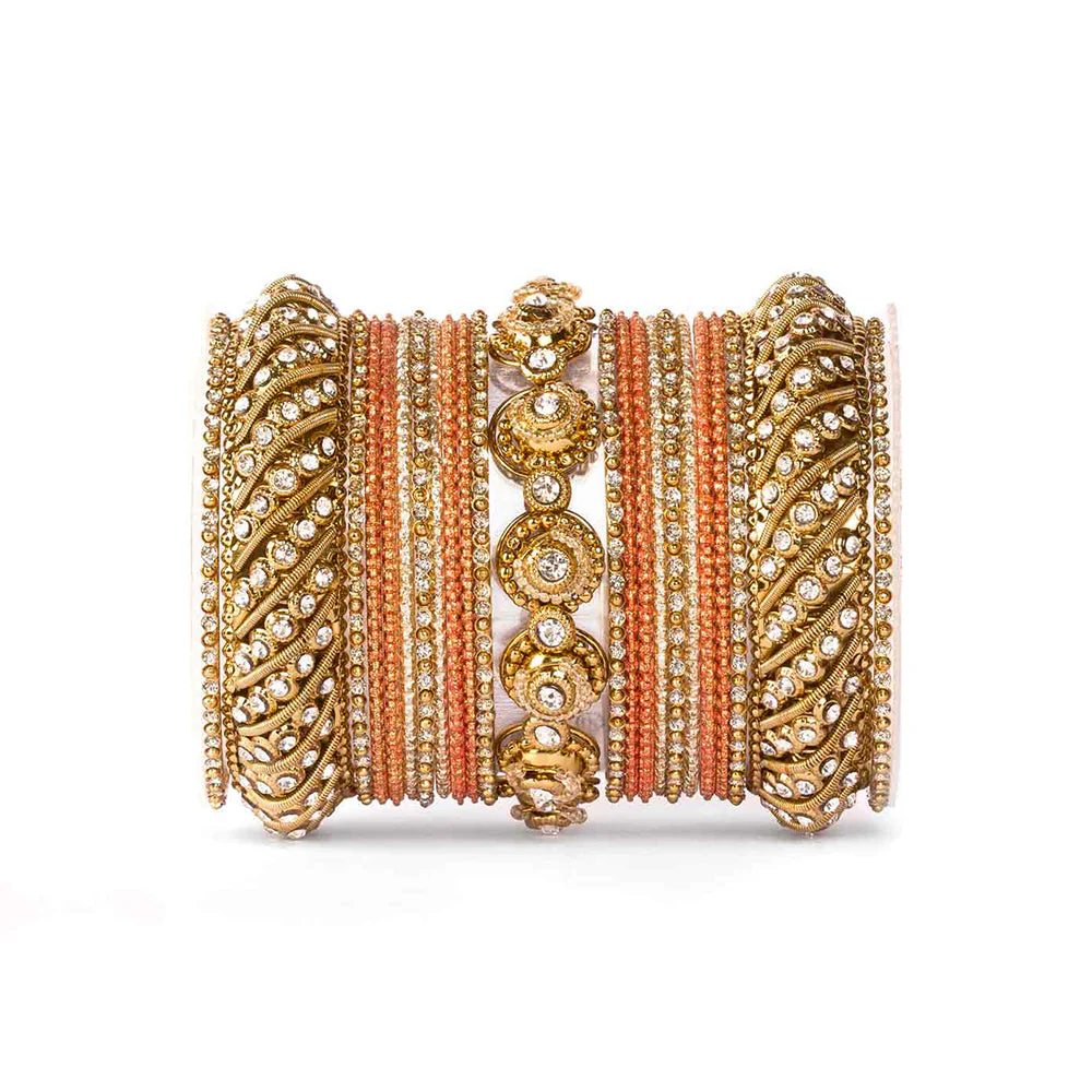 Traditional Colored Textured Bangle Set For Single Hand - Image 5