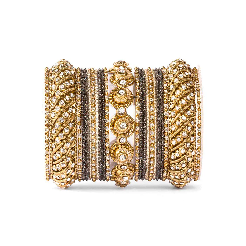 Traditional Colored Textured Bangle Set For Single Hand - Image 7