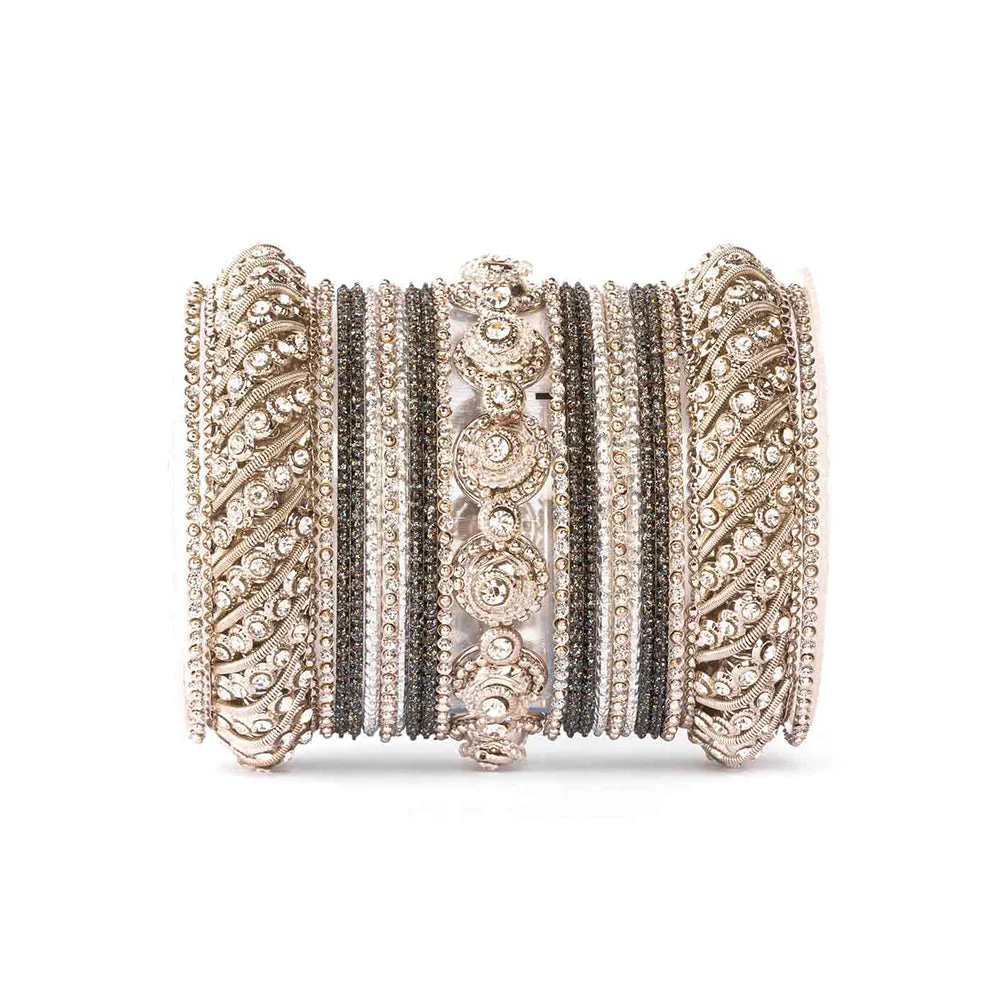 Traditional Colored Textured Bangle Set For Single Hand - Image 9