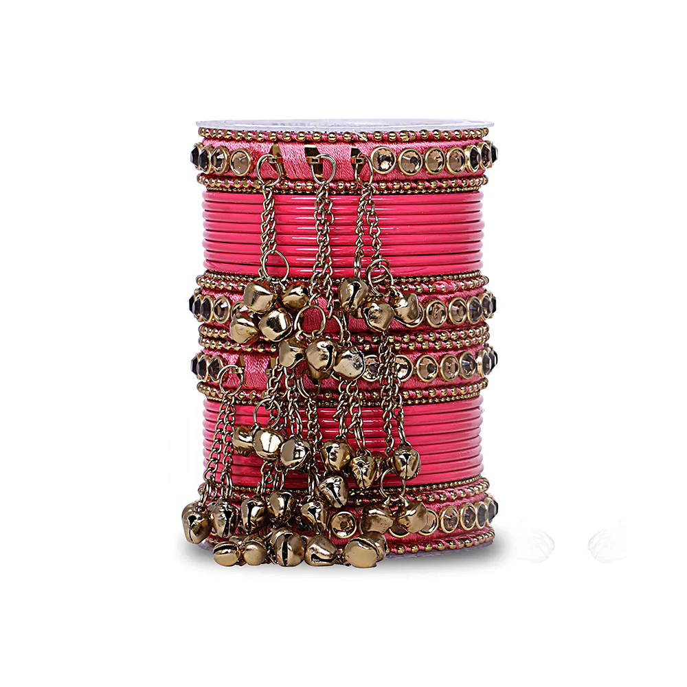 Traditional Ghungroo Bells Bangle With Silk Thread And Stone - Image 11
