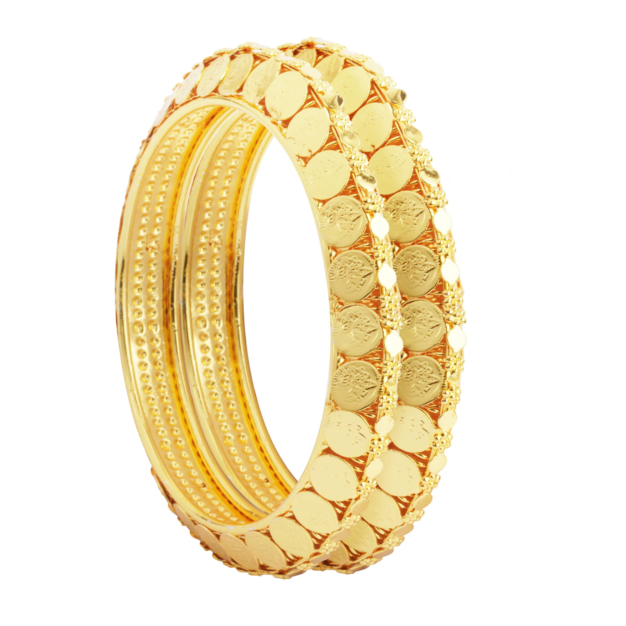 Traditional Golden Bracelet Pair with God Symbols for Women - Image 2