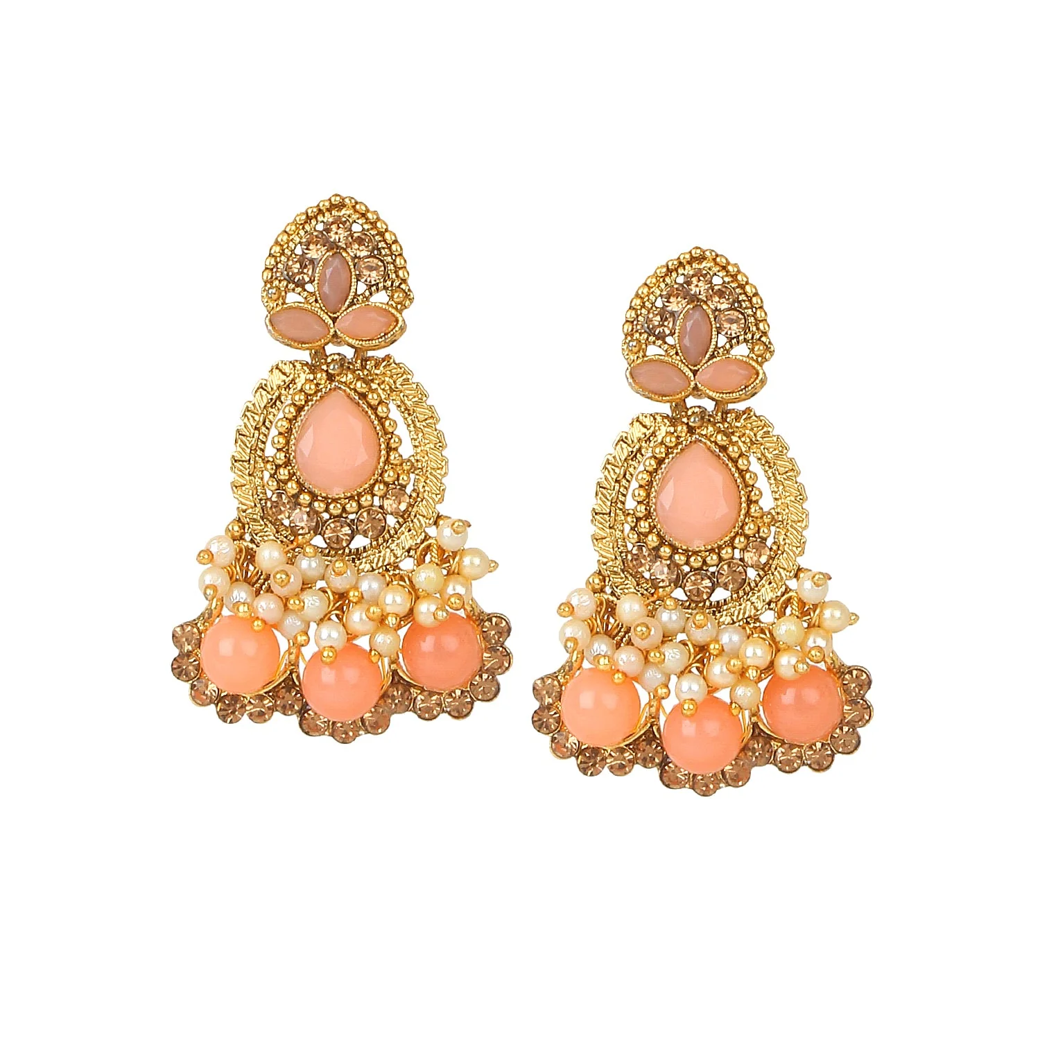 Traditional Golden Stone and Pearl Bangle Set by Leshya - Image 11