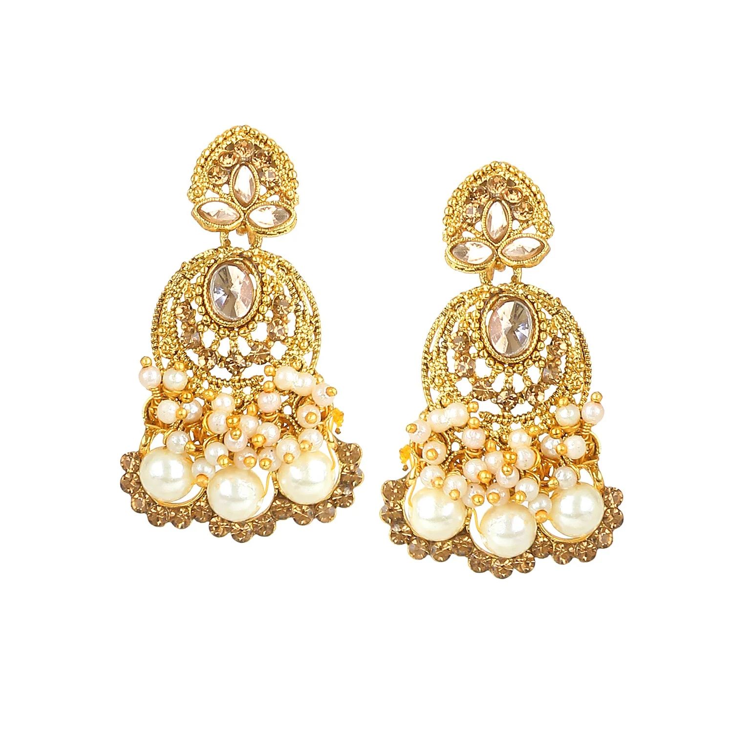 Traditional Golden Stone and Pearl Bangle Set by Leshya - Image 3
