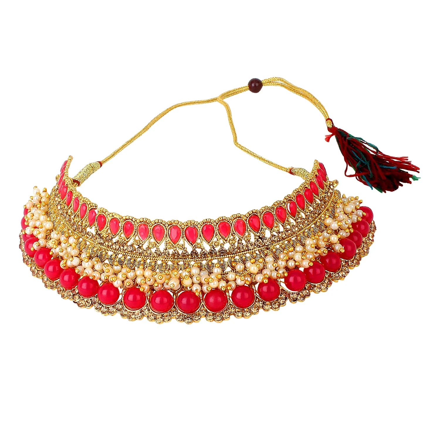 Traditional Golden Stone and Pearl Bangle Set by Leshya - Image 6