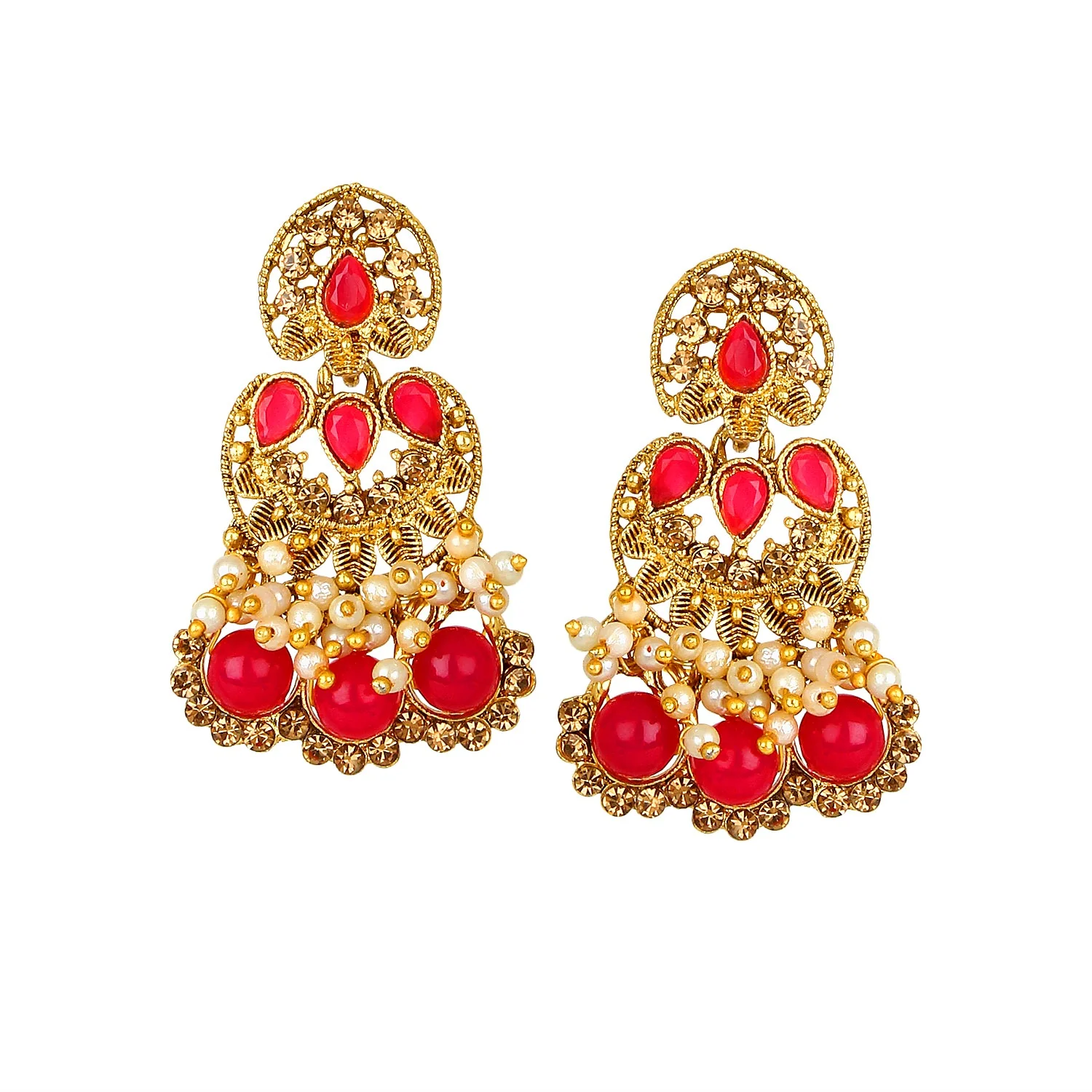 Traditional Golden Stone and Pearl Bangle Set by Leshya - Image 8