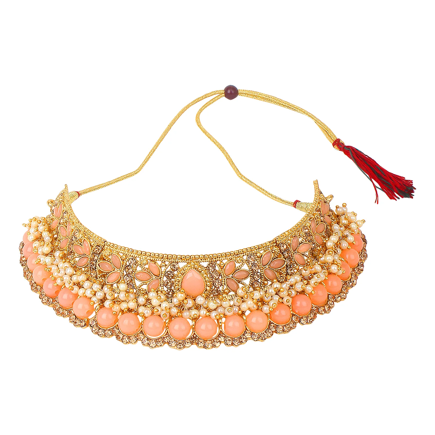Traditional Golden Stone and Pearl Bangle Set by Leshya - Image 10