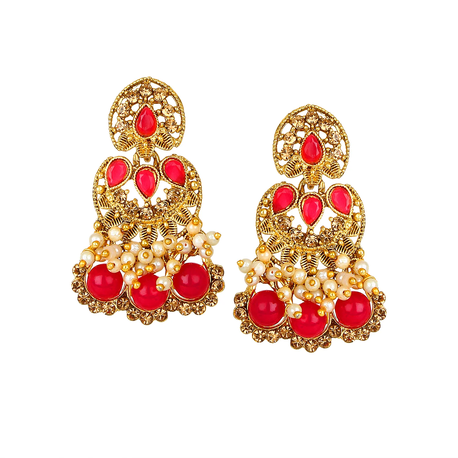 Traditional Golden Stone and Pearl Bangle Set by Leshya - Image 4