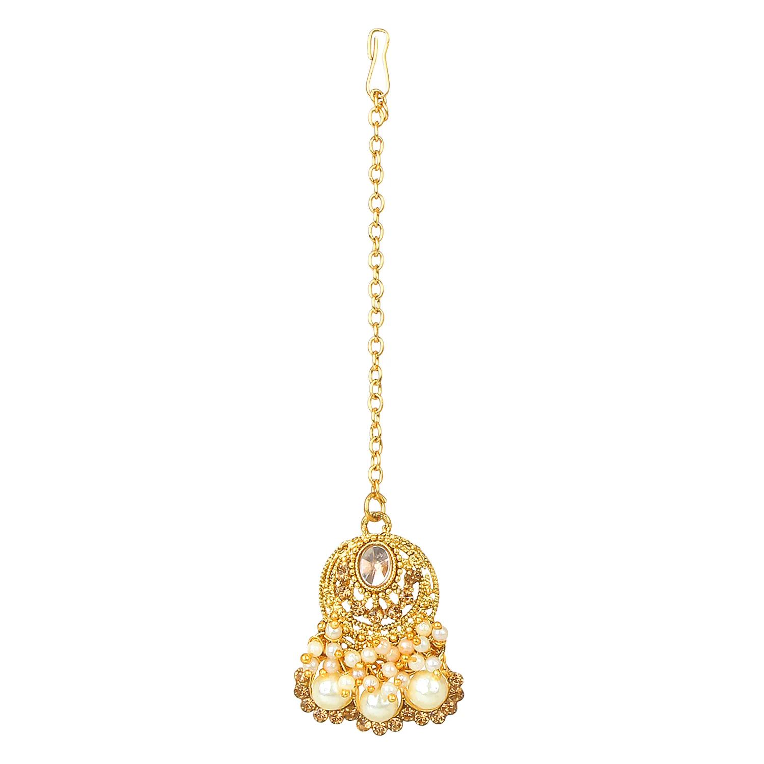 Traditional Golden Stone and Pearl Bangle Set by Leshya - Image 8