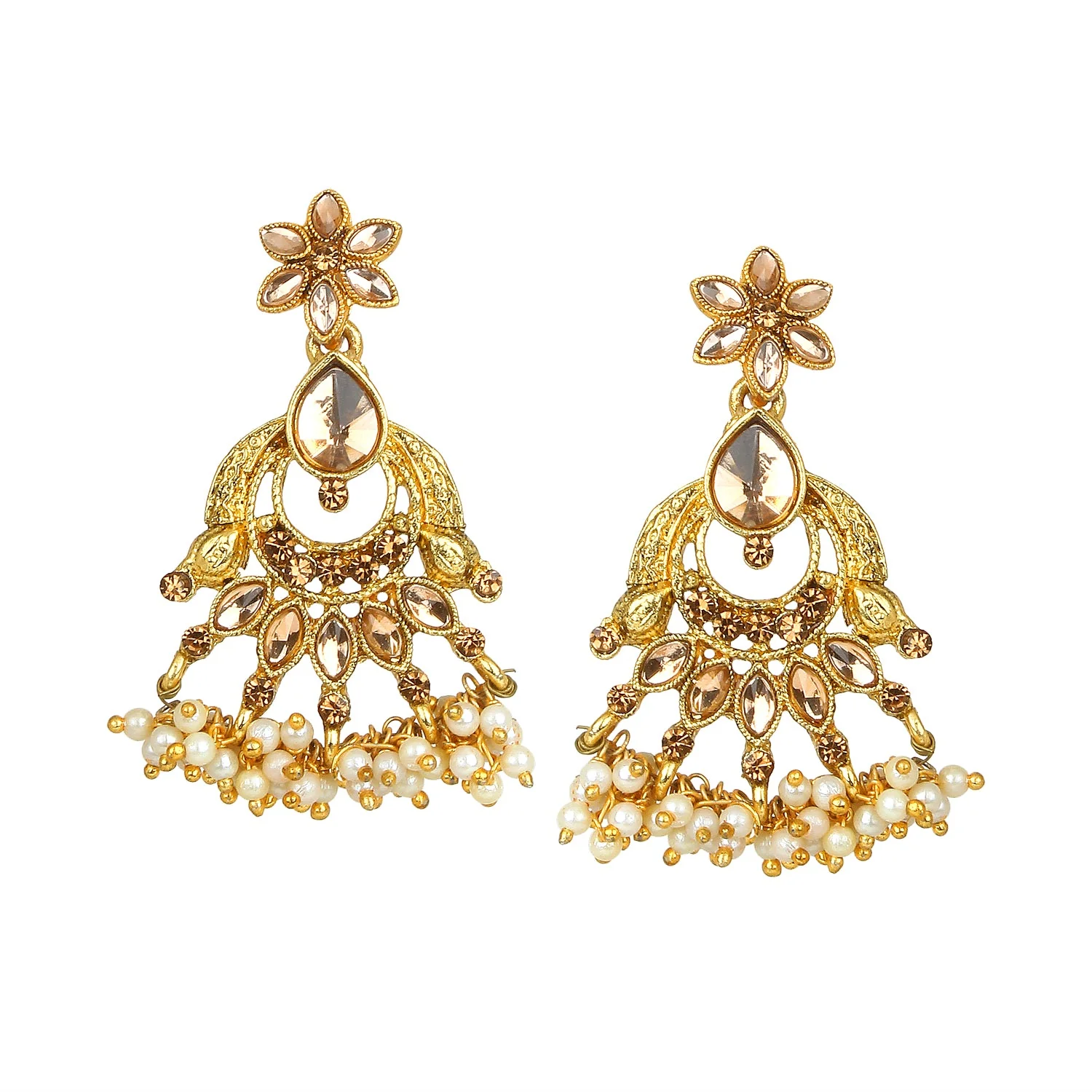 Traditional Golden Stone Jewellery Set with gajra Border by Leshya - Image 3