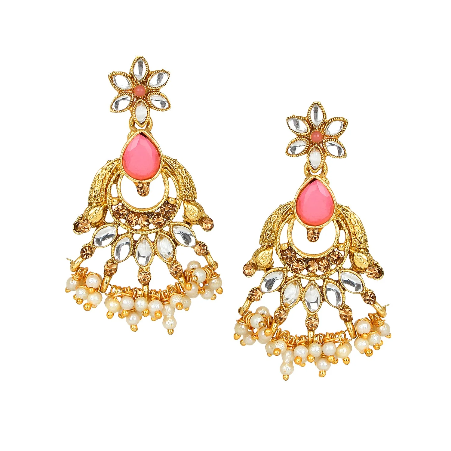 Traditional Golden Stone Jewellery Set with gajra Border by Leshya - Image 6
