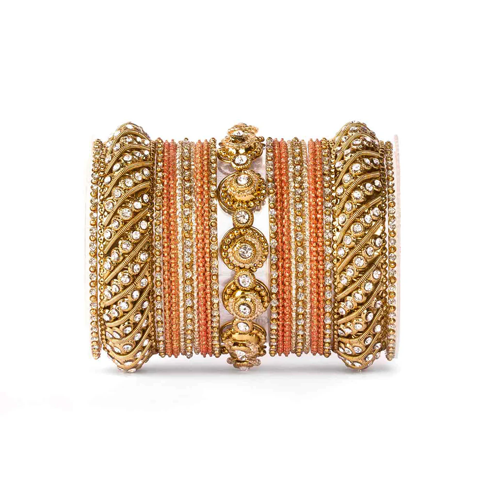 Traditional Colored Textured Bangle Set For Single Hand - Image 4