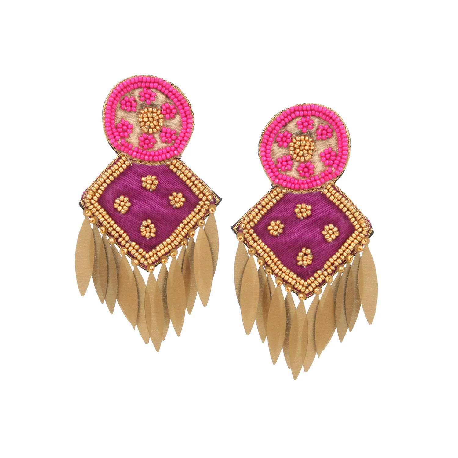 Traditional Handmade Red-Green Jhumki Earring by Leshya - Image 4