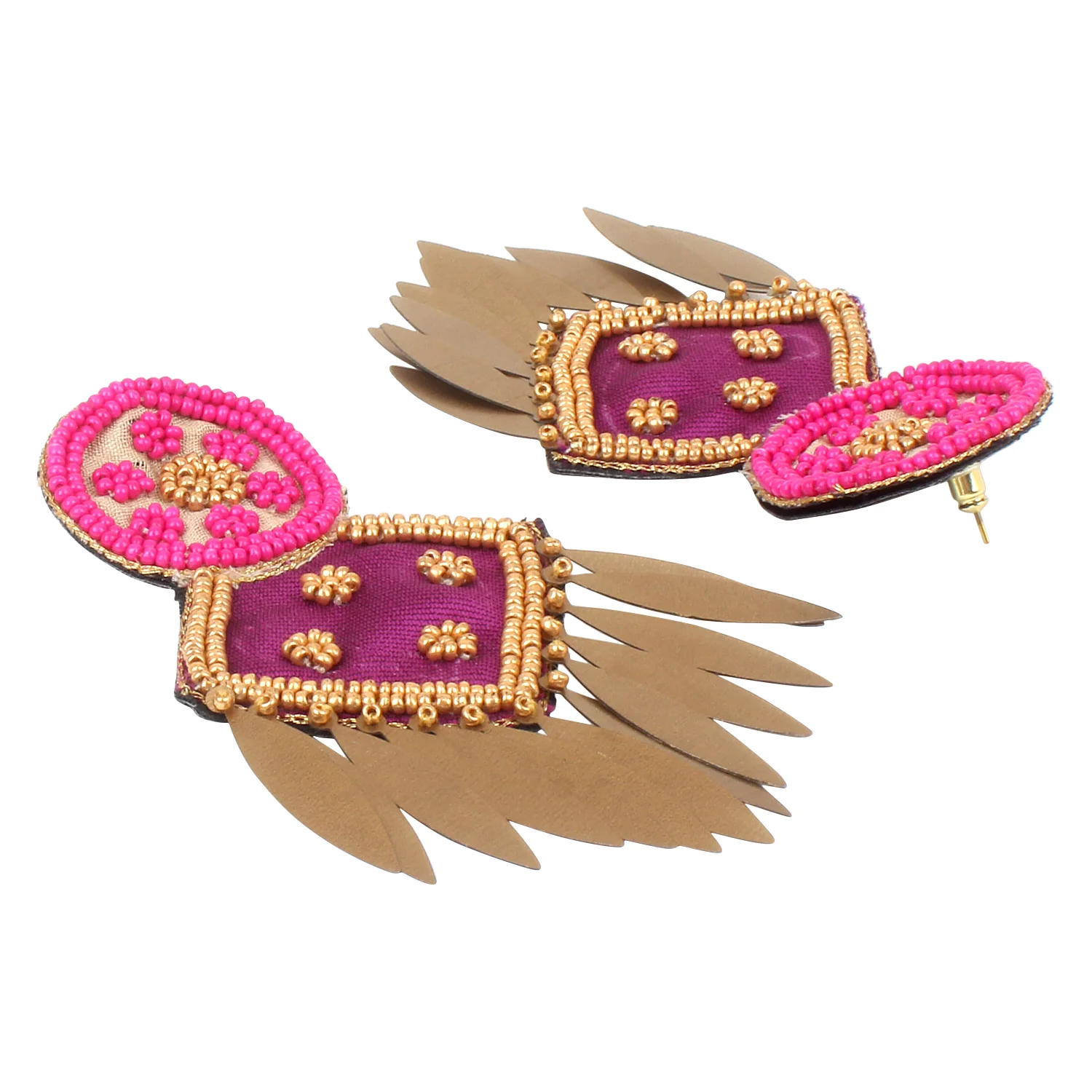 Traditional Handmade Red-Green Jhumki Earring by Leshya - Image 5