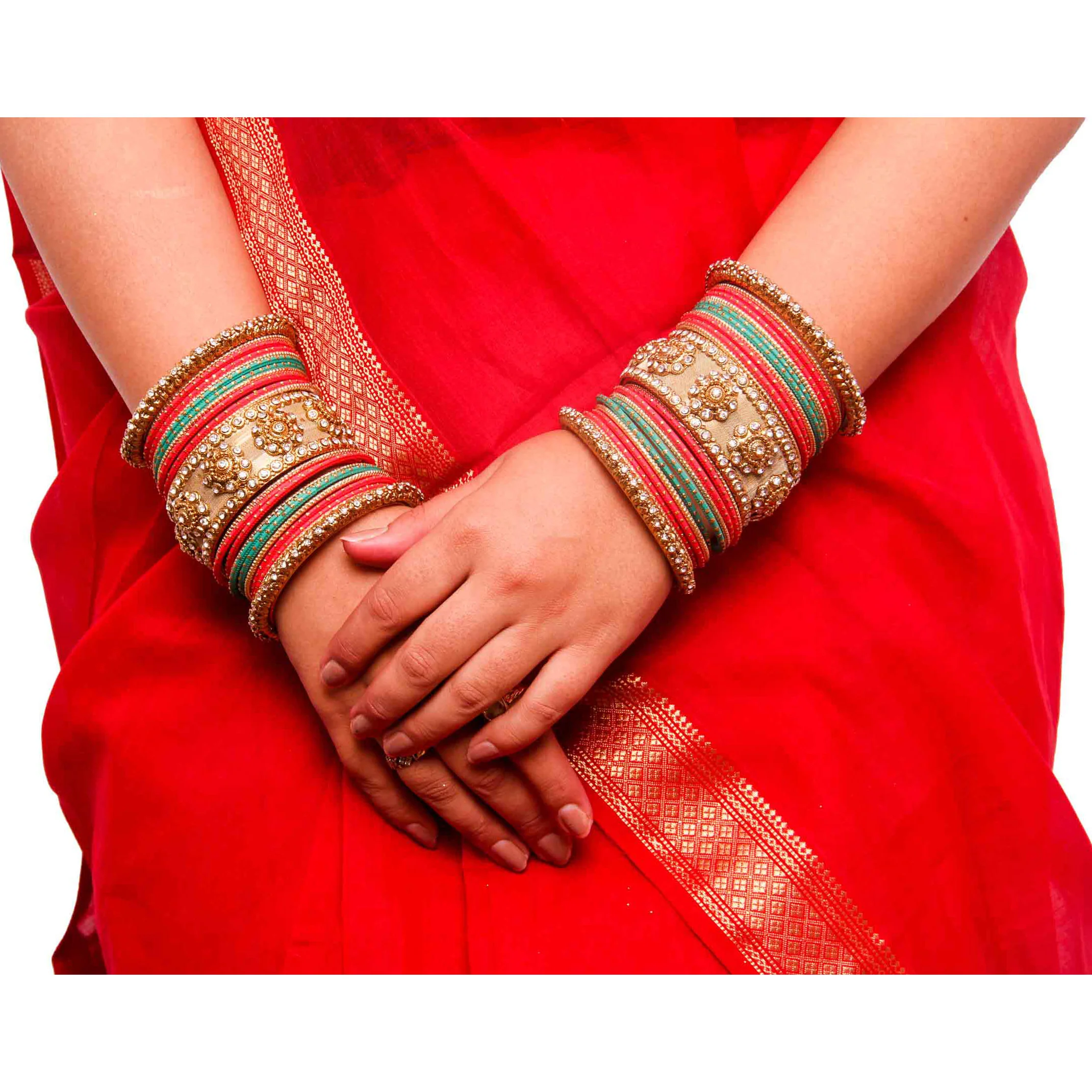 Set of 2 Traditional Jaali Work Multi-Colored Bangle Set - Image 12