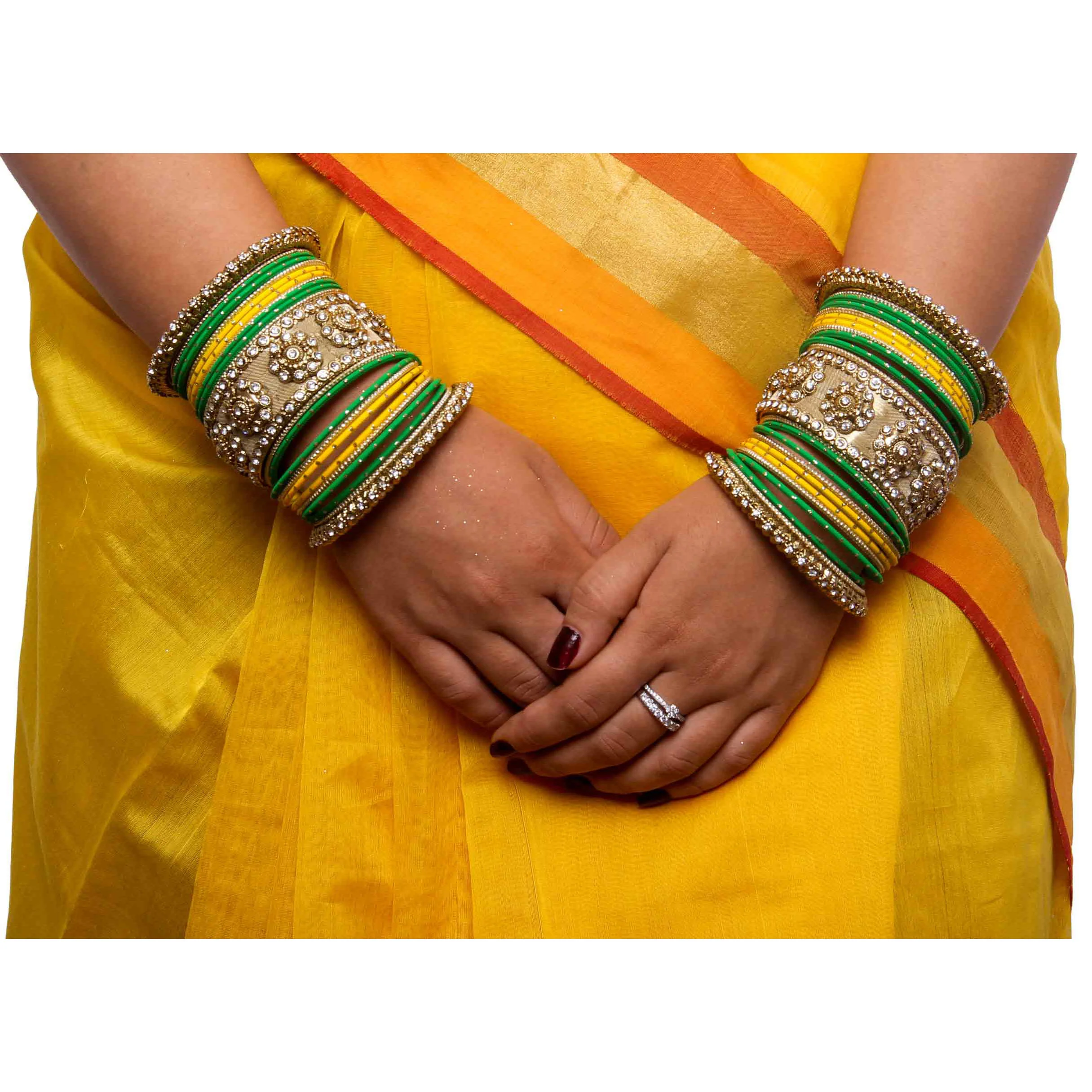 Set of 2 Traditional Jaali Work Multi-Colored Bangle Set - Image 8