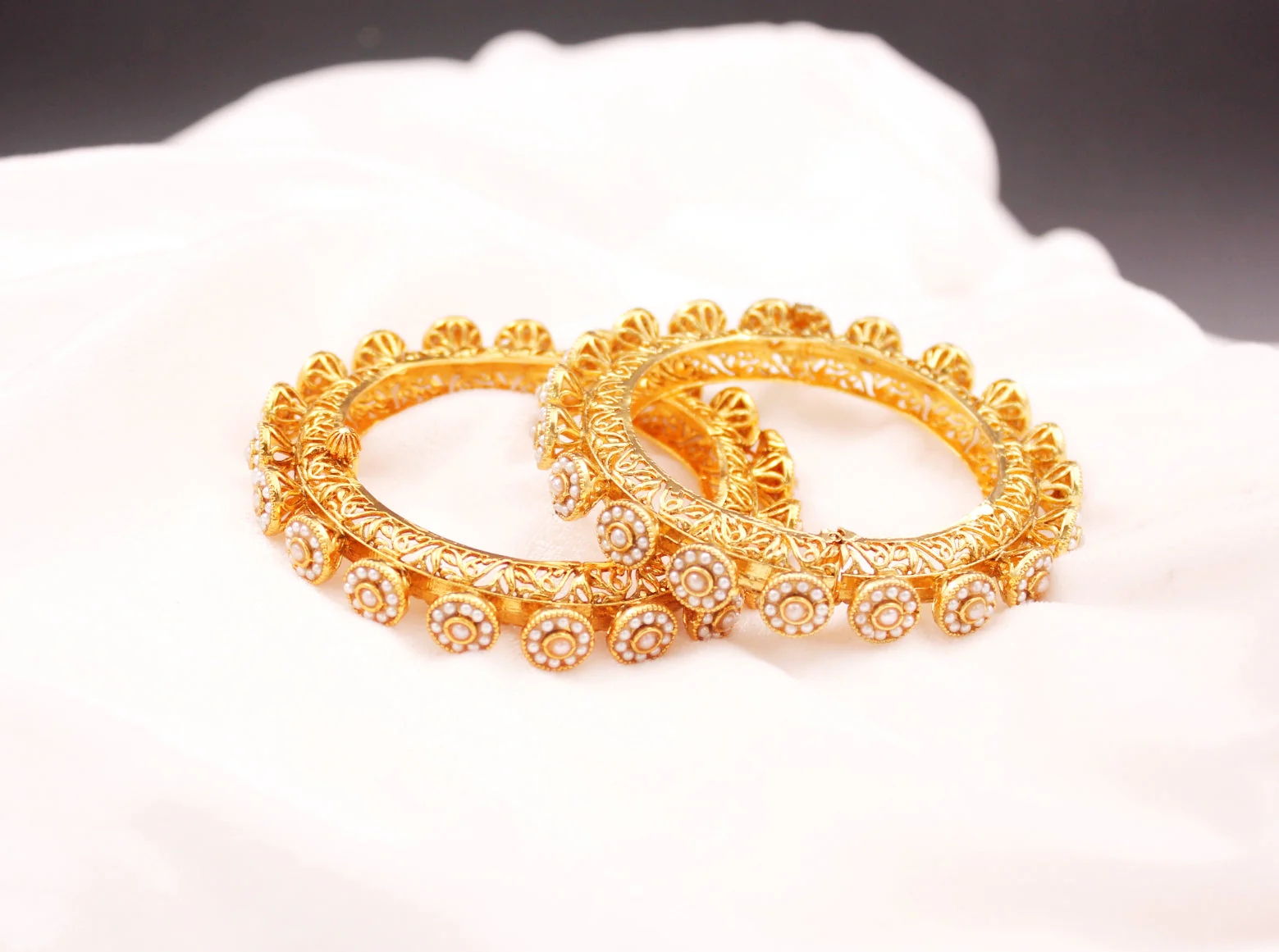 Traditional Jadau Style Rajasthani Bracelets with Stone and Beads by Leshya - Image 7