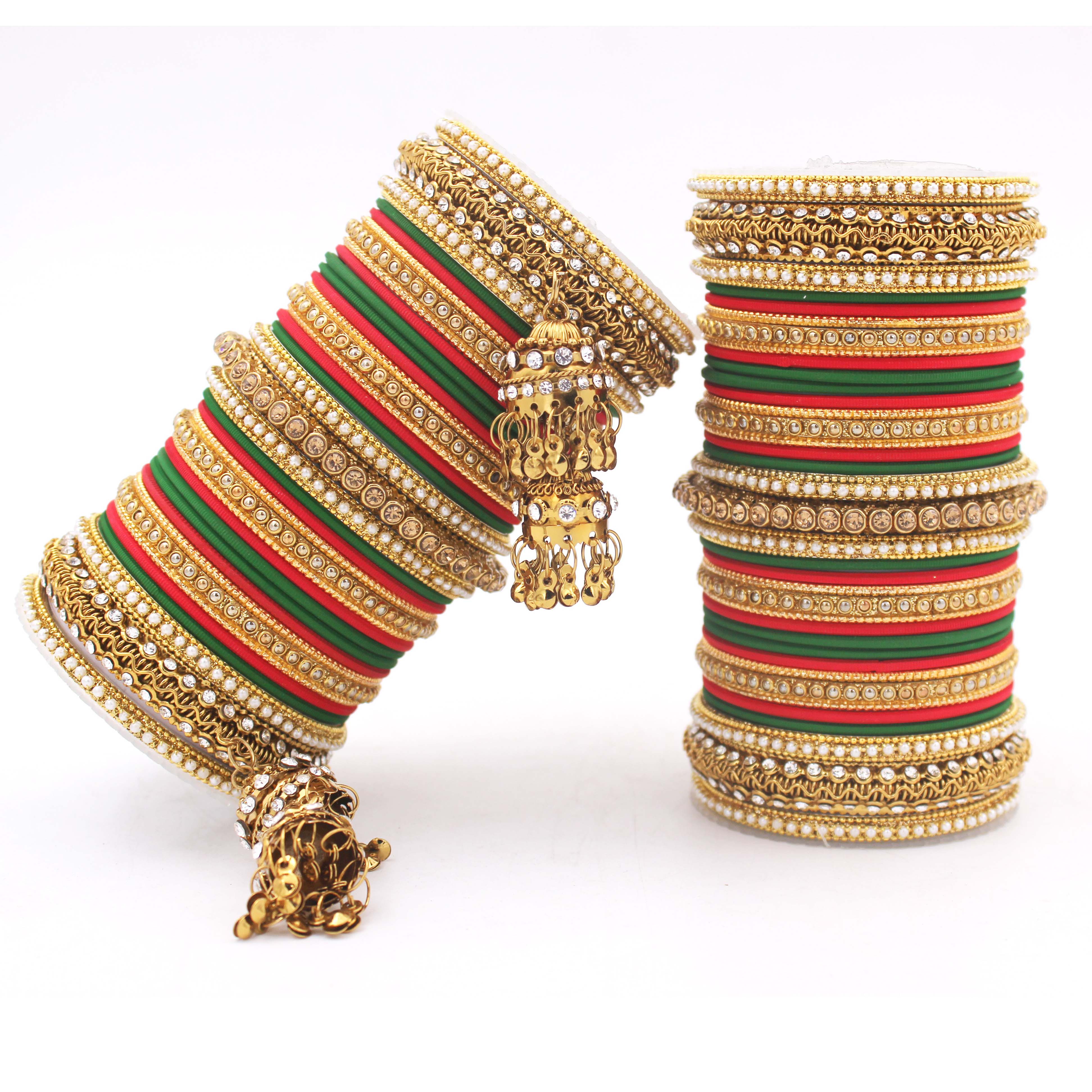 Traditional Jhumki Bangle set by Leshya (Plus size) - Image 2