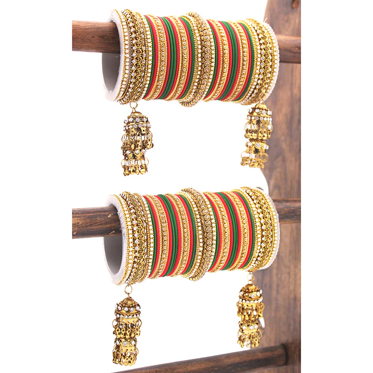 Traditional Jhumki Bangle set by Leshya (Plus size) - Image 4