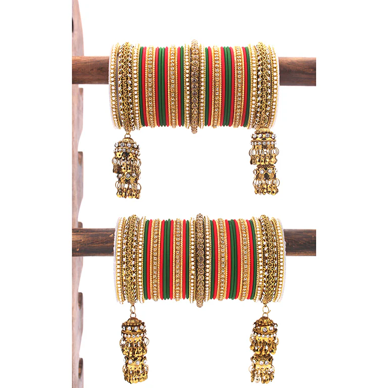 Traditional Jhumki Bangle set by Leshya (Plus size) - Image 5