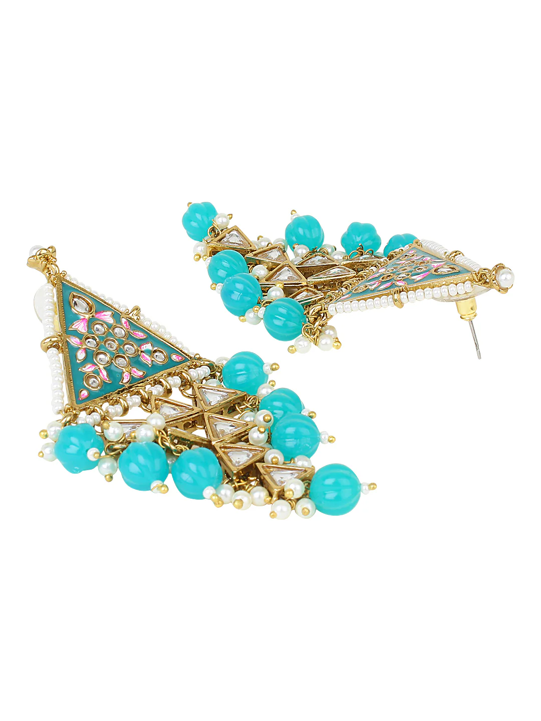 Traditional Jhumki Earring with Meenakari & Kundan by Leshya - Image 3