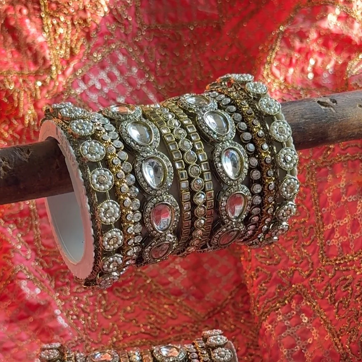 Traditional Kundan Kada set for two hands by Leshya - Image 3