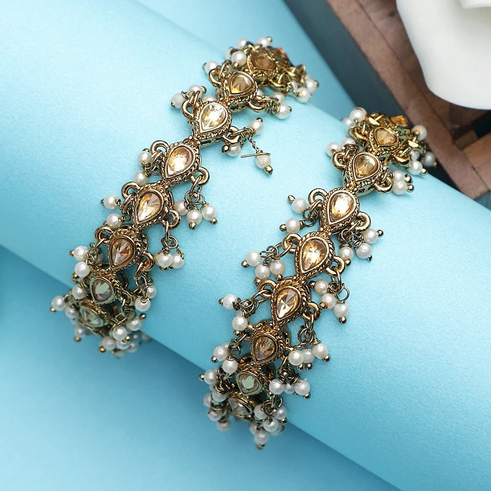 Traditional Kundan Kada with side ghungroo by Leshya - Image 4