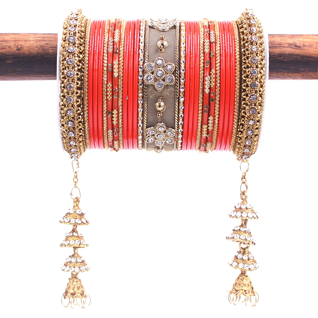 Traditional Latkan Bangle Set with Jaaliwork Kada and Opaque Bangles by Leshya - Image 12
