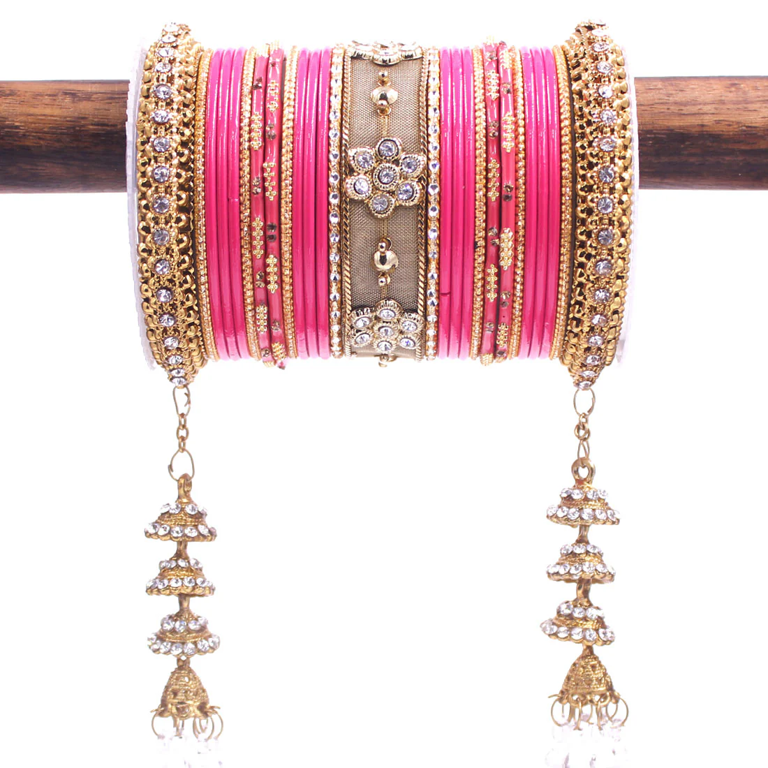 Traditional Latkan Bangle Set with Jaaliwork Kada and Opaque Bangles by Leshya - Image 18