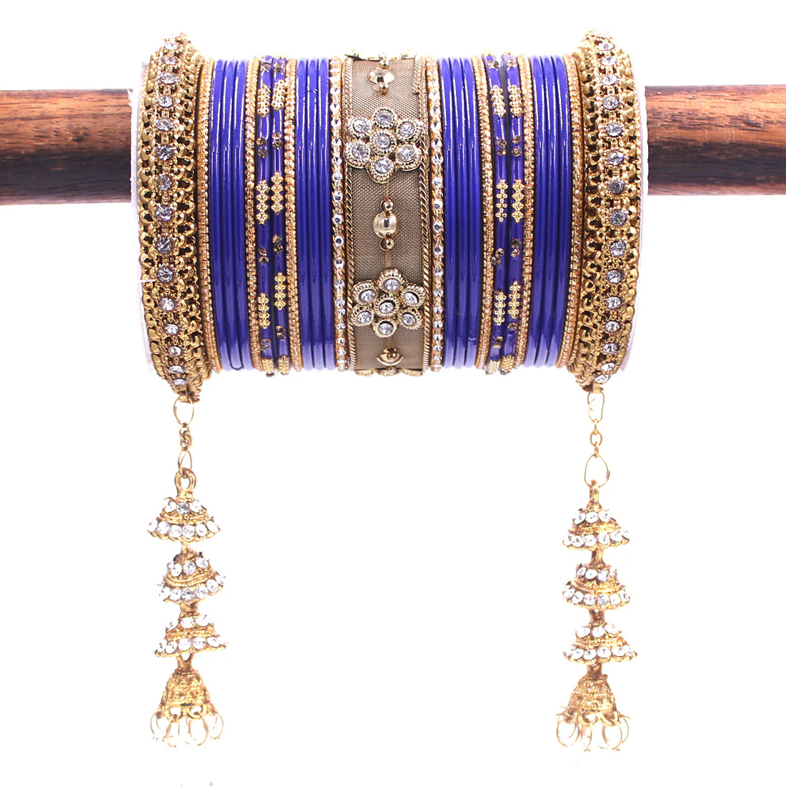 Traditional Latkan Bangle Set with Jaaliwork Kada and Opaque Bangles by Leshya - Image 6