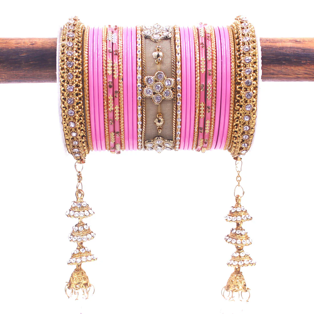 Traditional Latkan Bangle Set with Jaaliwork Kada and Opaque Bangles by Leshya - Image 8