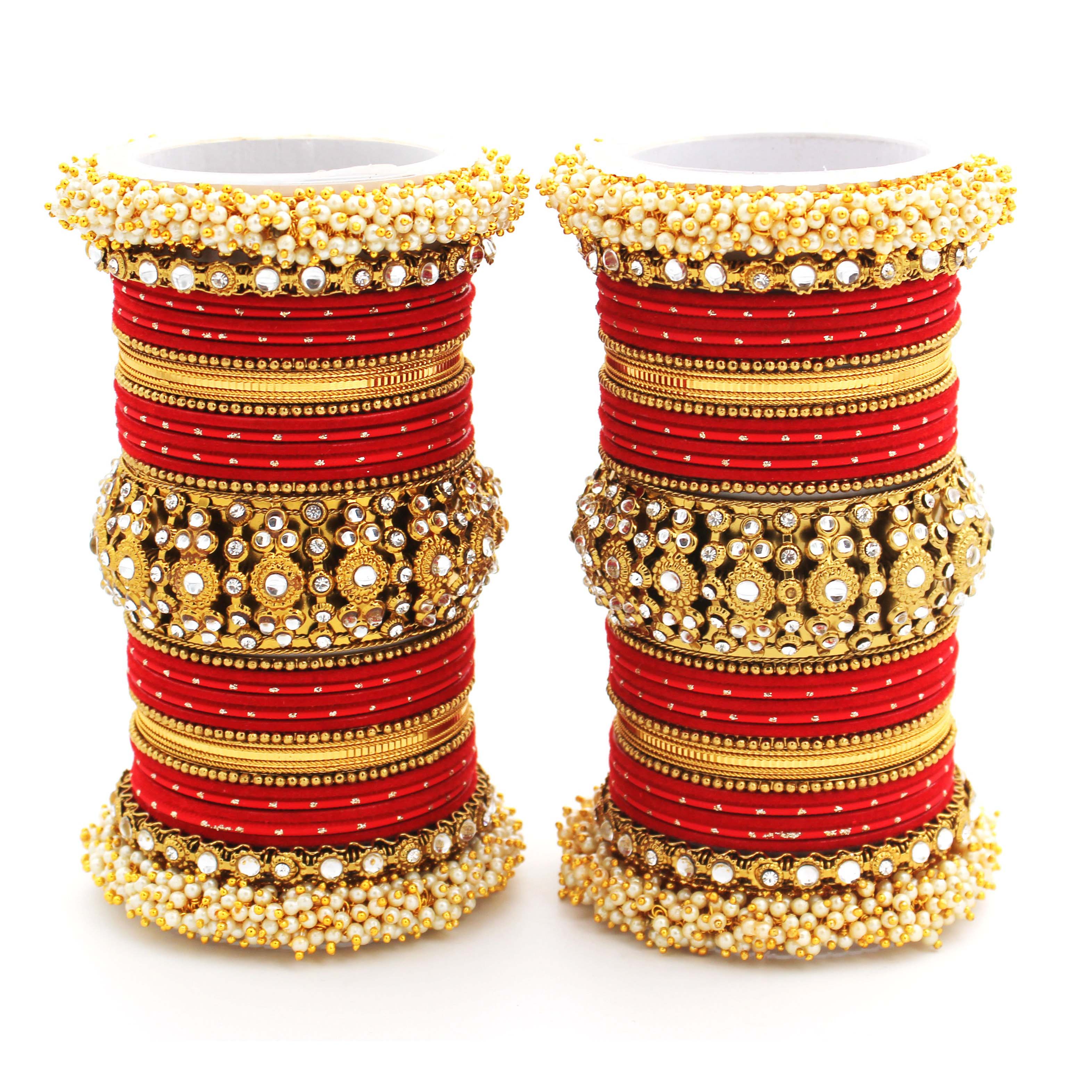 Traditional long bridal set by Leshya for both hands - Image 5