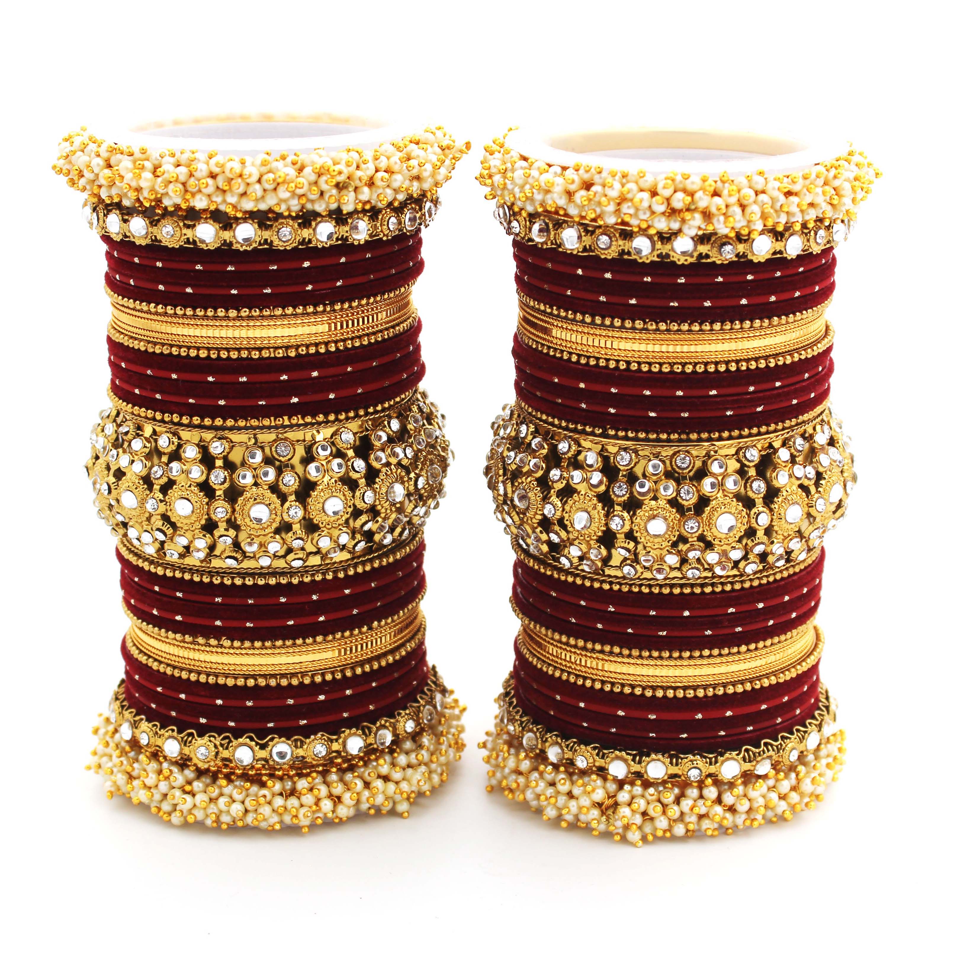 Traditional long bridal set by Leshya for both hands - Image 6