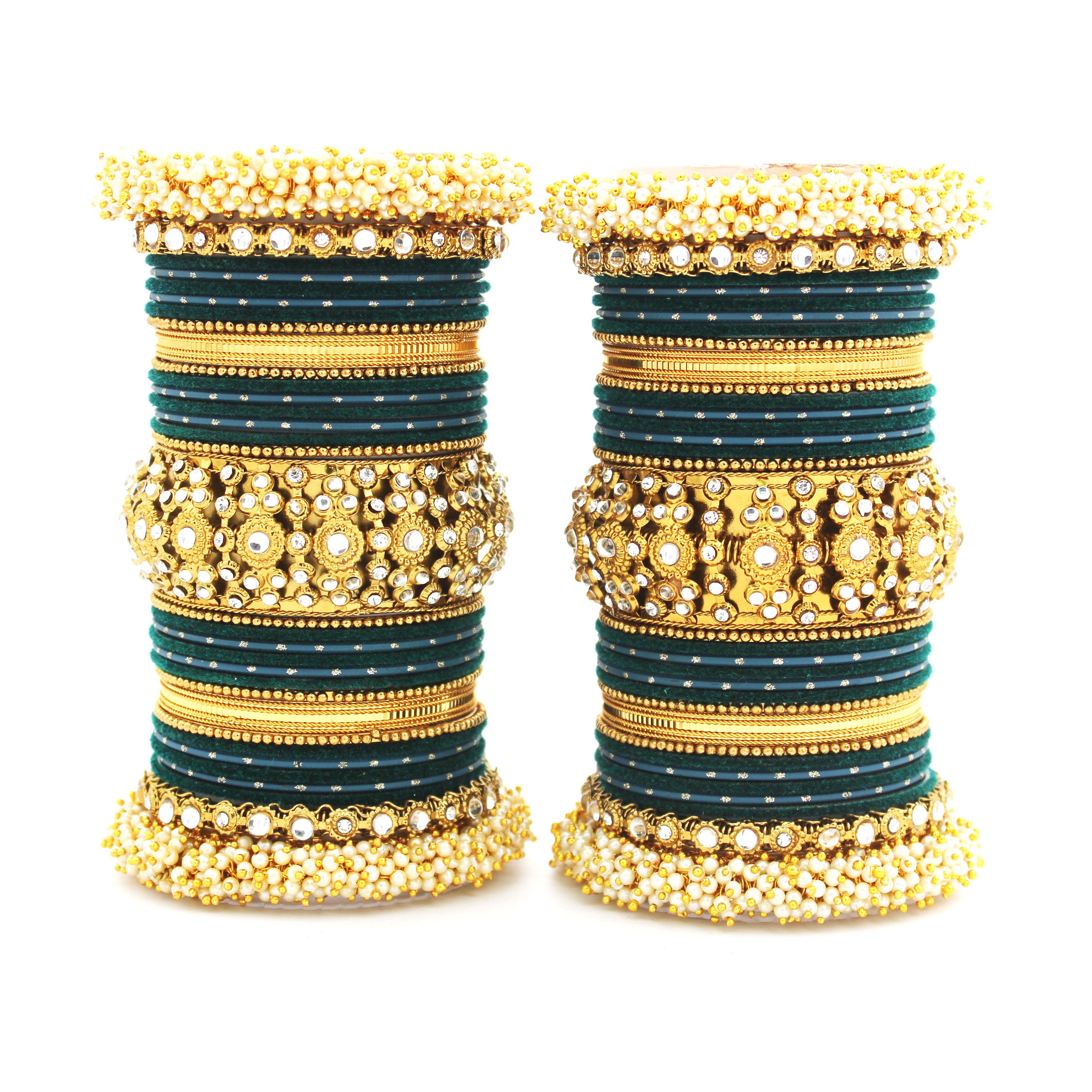 Traditional long bridal set by Leshya for both hands - Image 11