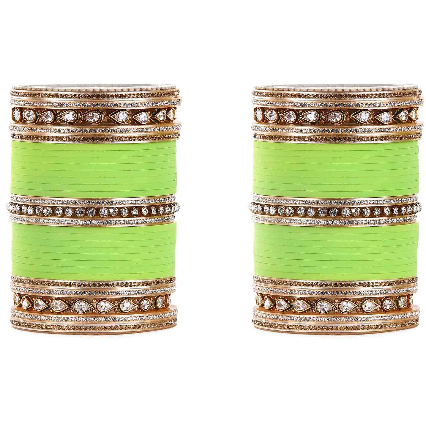 Traditional Marriage Chura With Fine Stone And Kundan Work - Image 4