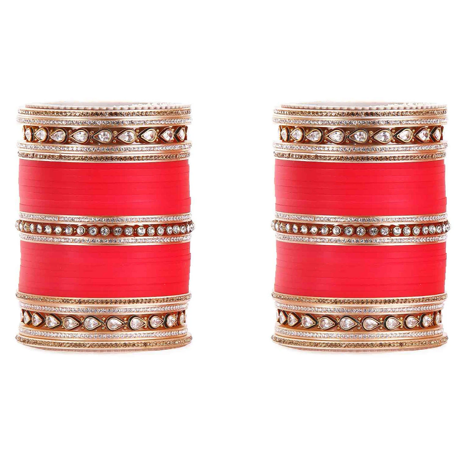 Traditional Marriage Chura With Fine Stone And Kundan Work - Image 6