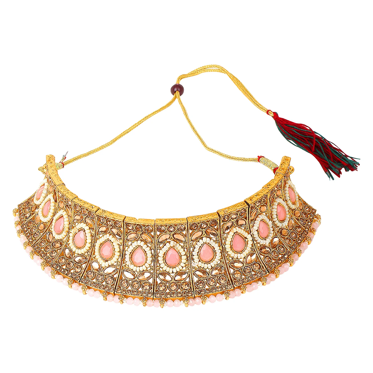 Traditional Matte Red Jewellery Set with Kundan by Leshya - Image 10