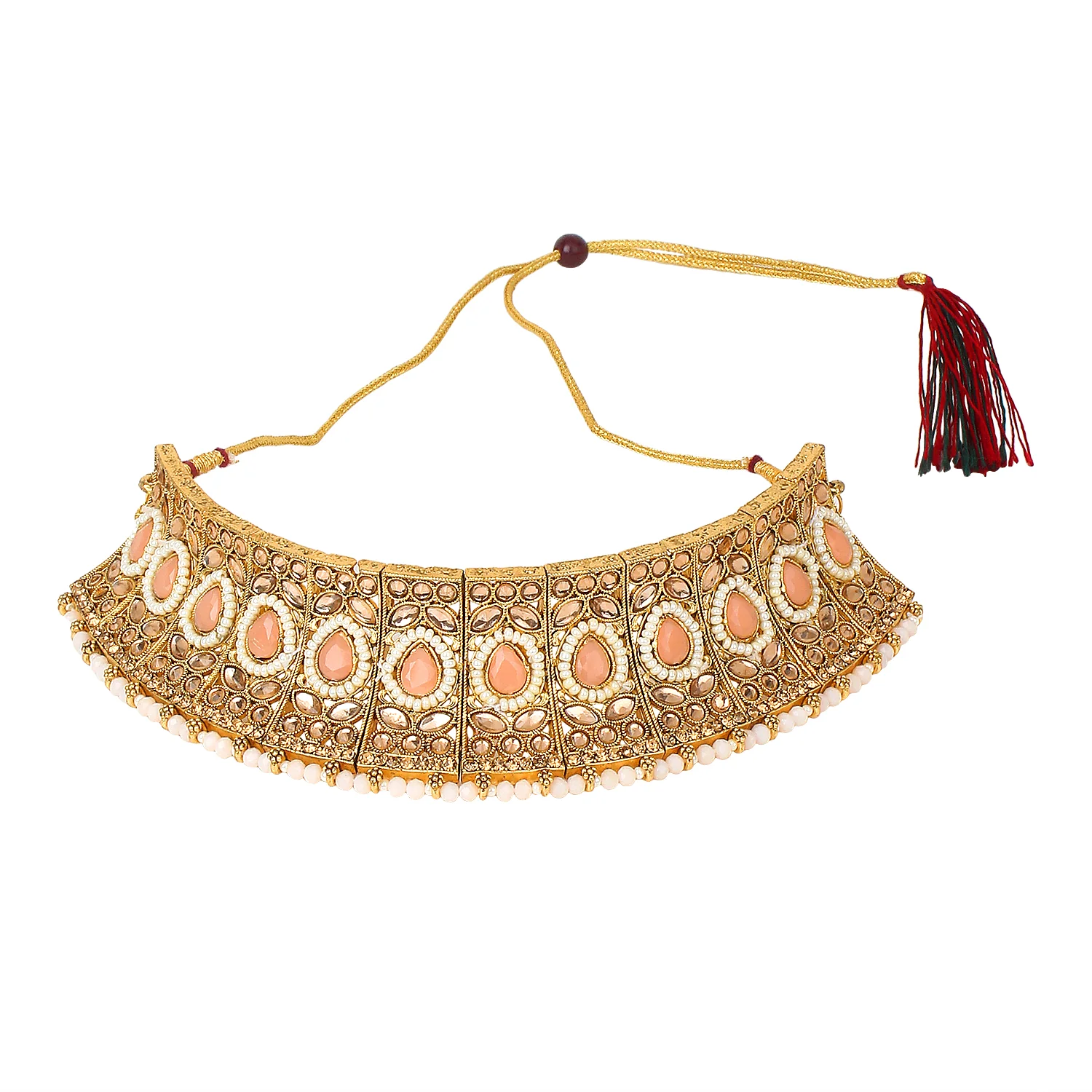 Traditional Matte Red Jewellery Set with Kundan by Leshya - Image 14