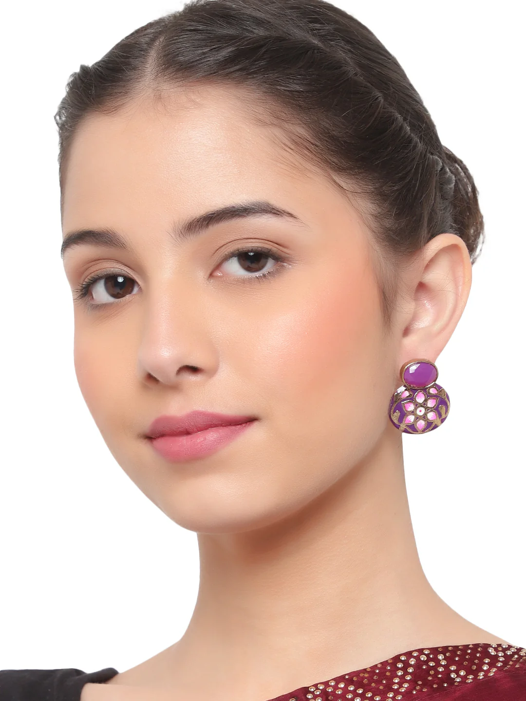 Traditional Meenakari Earring with stone by Leshya - Image 2