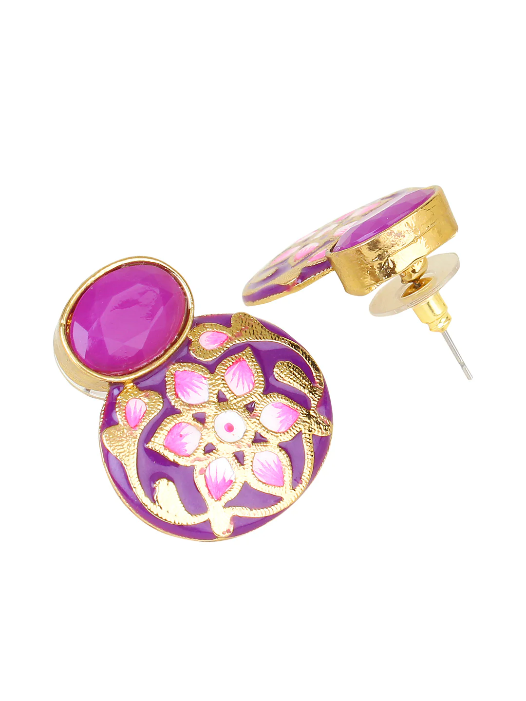 Traditional Meenakari Earring with stone by Leshya - Image 3