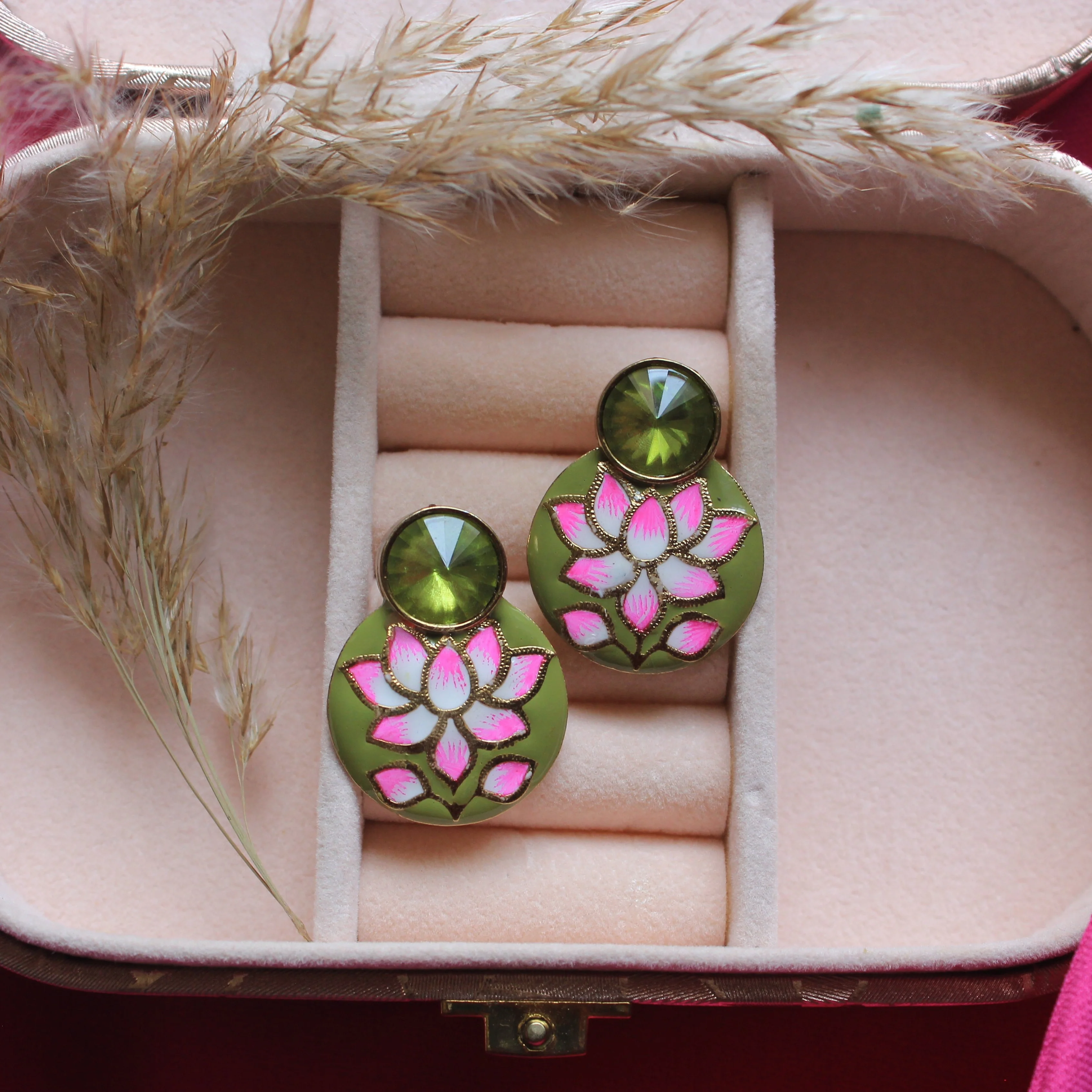 Traditional Meenakari Earring with stone by Leshya - Image 6