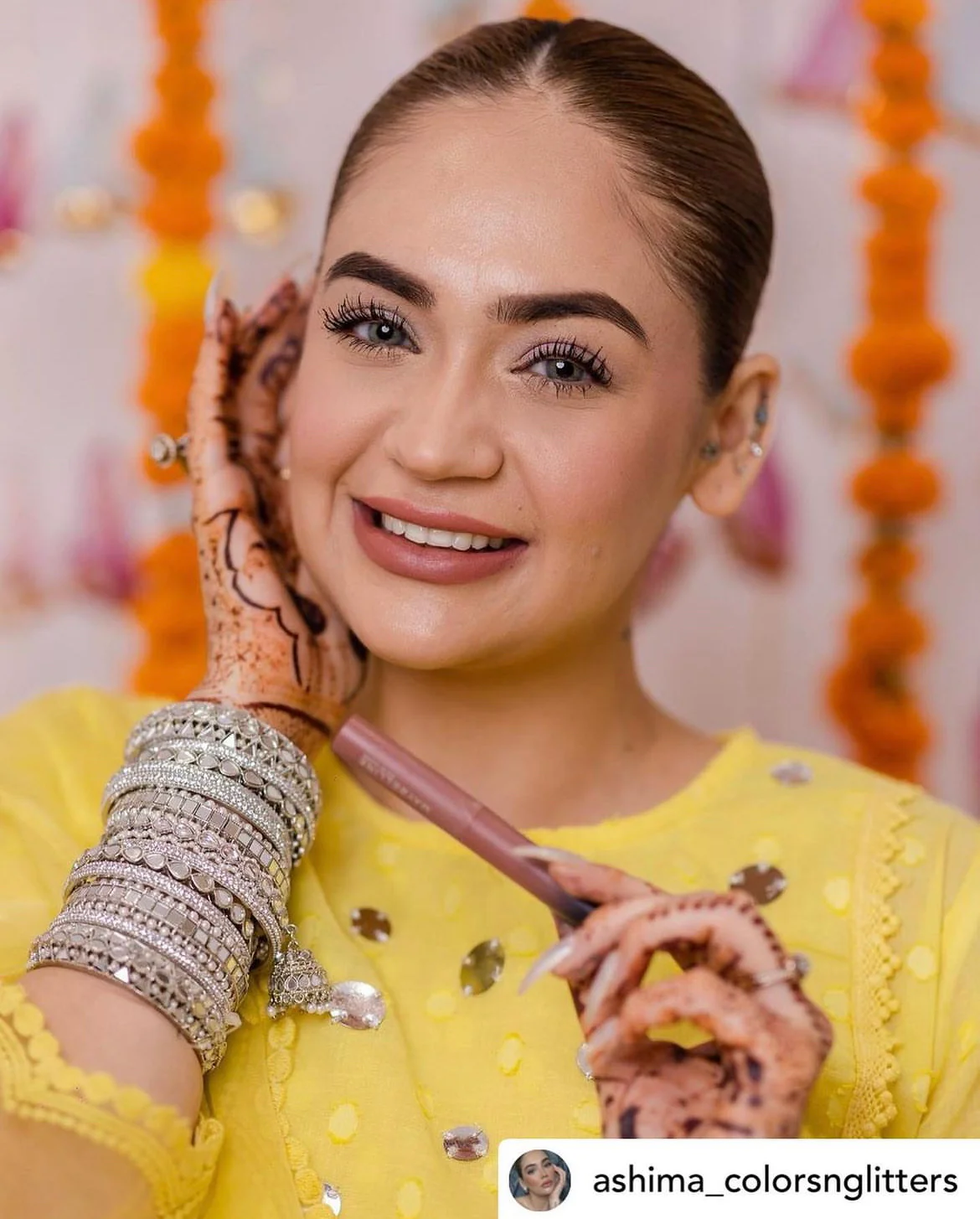 Traditional Mirror Bangle Set with Jhumki by Leshya - Image 3