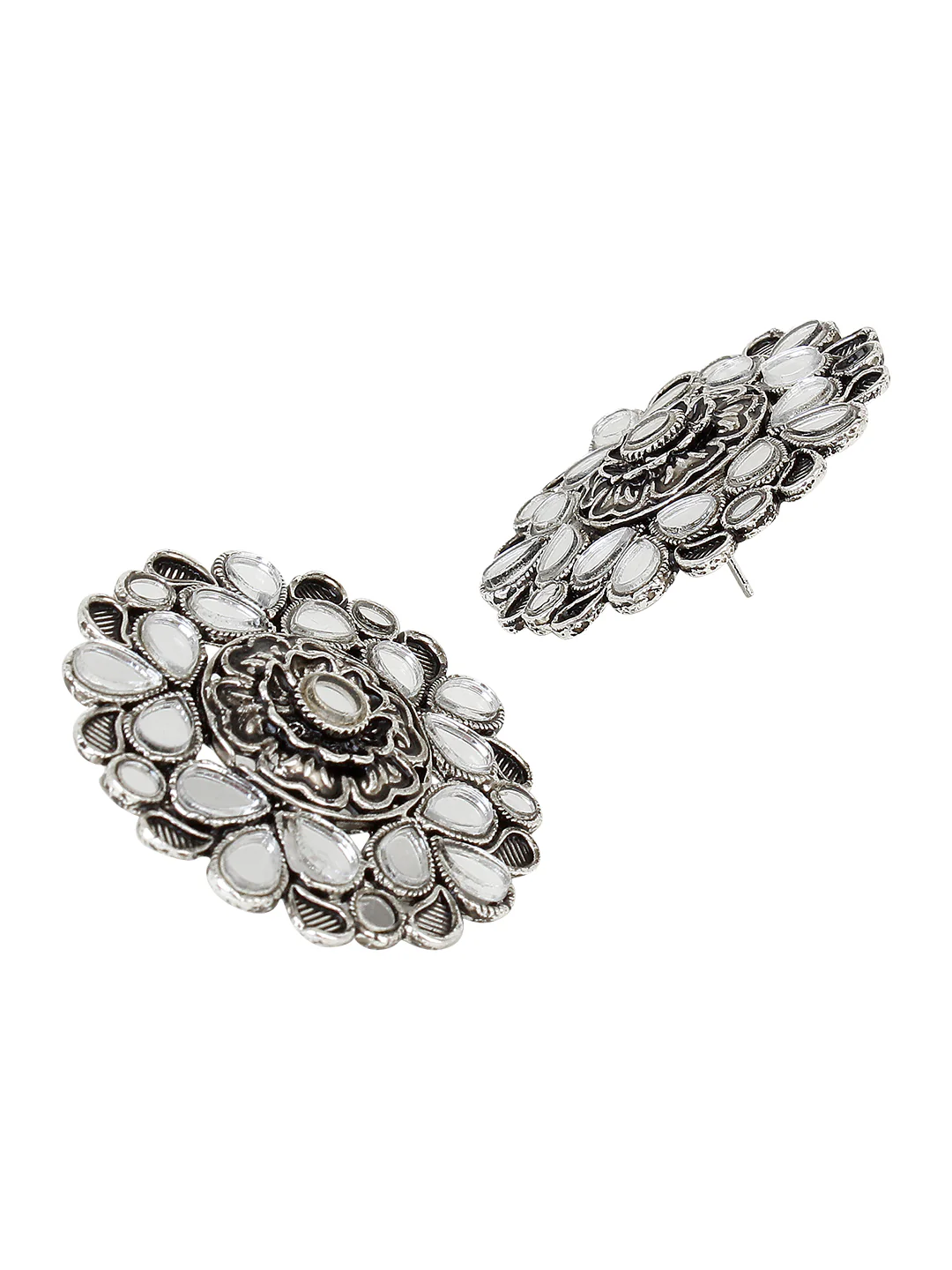 Traditional Oxidized Earring with Mirrorwork by Leshya - Image 2